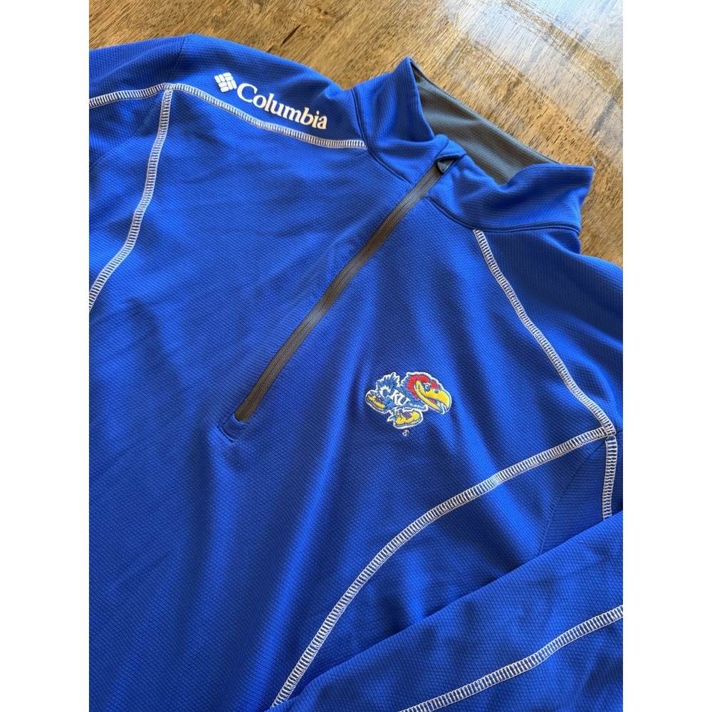 Columbia Golf Kansas Jayhawks 1/4 Zip Pullover Mens Small S Blue KU NCAA